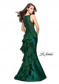 Picture of: Long Mermaid Gown with Lace Back and Ruffles in Forest Green, Style: 26217, Main Picture