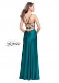Picture of: Satin Slip Prom Dress with Strappy Back in Forest Green, Style: 25270, Back Picture