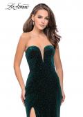 Picture of: Long Sparkly Jersey Prom Dress with Side Leg Slit in Forest Green, Style: 25443, Detail Picture 1