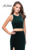 Picture of: Two Piece Velvet Prom Dress with Open Back and Leg Slit in Forest Green, Style: 25464, Detail Picture 1
