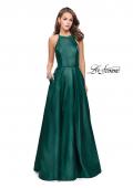 Picture of: Long A-line Beaded Mikado Prom Dress with Pockets in Forest Green, Style: 26162, Detail Picture 1