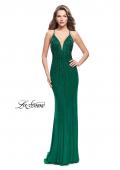 Picture of: Long Metallic Beaded Prom Gown with Front Cut Outs in Forest Green, Style: 26300, Detail Picture 1