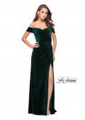Picture of: Off the Shoulder Mermaid Gown with Strappy Back and Train in Forest Green, Style: 25213, Detail Picture 2