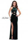 Picture of: Long Velvet Prom Dress with Beading and Open Back in Forest Green, Style: 25407, Detail Picture 3