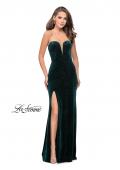 Picture of: Long Sparkly Jersey Prom Dress with Side Leg Slit in Forest Green, Style: 25443, Detail Picture 3