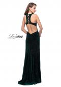 Picture of: Long Sparkling Velvet Prom Dress with Open Racer Back in Forest Green, Style: 25517, Detail Picture 3