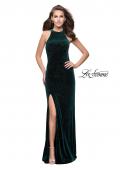 Picture of: Long Sparkling Velvet Prom Dress with Open Racer Back in Forest Green, Style: 25517, Detail Picture 2