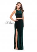 Picture of: Two Piece Velvet Prom Dress with Open Back and Leg Slit in Forest Green, Style: 25464, Detail Picture 5