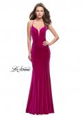 Picture of: Velvet Mermaid Style Prom Dress with Deep V Neckline in Fuchsia, Style: 25174, Main Picture