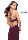 Picture of: Long Sparkly Dress with High Neckline and Side Slit in Fuschia, Style: 25346, Main Picture
