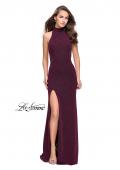 Picture of: Sparkly Jersey Long Dress with High Neckline and Front Slit in Fuchsia, Style: 25404, Main Picture
