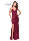 Picture of: Long Sequin Prom Dress with Side Ruching in Fuchsia, Style: 25492, Main Picture