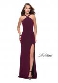 Picture of: Long Sparkly Dress with High Neckline and Side Slit in Fuschia, Style: 25346, Back Picture