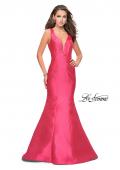 Picture of: Low Scoop Mermaid Prom Dress with Tiered Detail in Fuchsia, Style: 26046, Detail Picture 1