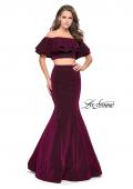 Picture of: Long Sparkling Off the Shoulder Jersey Prom Dress in Fuchsia, Style: 26324, Detail Picture 1