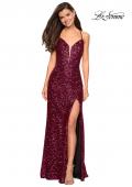 Picture of: Long Sequin Gown with Plunging Sweetheart Neckline in Fuchsia, Style: 26937, Detail Picture 1