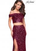 Picture of: Two Piece Sequin Off the Shoulder Prom Dress in Fuchsia, Style: 27020, Detail Picture 1