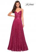 Picture of: sequin Empire Waist Prom Dress with V Back in Fuchsia, Style: 27747, Detail Picture 3