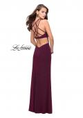 Picture of: Long Sparkly Dress with High Neckline and Side Slit in Fuchsia, Style: 25346, Detail Picture 4