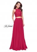 Picture of: Two Piece Prom Gown with Beaded lace Top and Pockets in Fuchsia, Style: 26087, Detail Picture 2