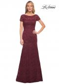 Picture of: Floor Length Lace Gown with Short Sleeves in Garnet, Style: 26875, Main Picture