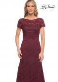 Picture of: Floor Length Lace Gown with Short Sleeves in Garnet, Style: 26875, Detail Picture 5