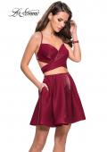 Picture of: Short Two Piece Homecoming Dress Set with Wrap Top in Garnet, Style: 26683, Detail Picture 3