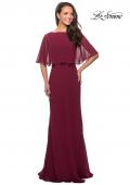 Picture of: Crepe Chiffon Dress with Sheer Cape-Like Overlay in Garnet, Style: 25204, Main Picture