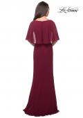 Picture of: Crepe Chiffon Dress with Sheer Cape-Like Overlay in Garnet, Style: 25204, Back Picture