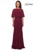 Picture of: Crepe Chiffon Dress with Sheer Cape-Like Overlay in Garnet, Style: 25204, Detail Picture 1