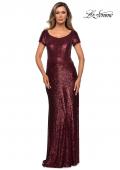 Picture of: Long Sequin Evening Dress with Cap Sleeves in Garnet, Style: 27916, Detail Picture 2