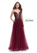 Picture of: A-line Dress with Rhinestones and Tulle Skirt in Garnet, Style: 25636, Main Picture