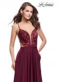 Picture of: A-Line Dress with Embroidered Lace Top and Pockets in Garnet, Style: 26243, Main Picture