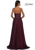 Picture of: Chiffon Gown with High Slit and Strapless Lace Top in Garnet, Style: 32804, Detail Picture 9