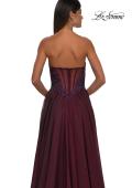 Picture of: Chiffon Gown with High Slit and Strapless Lace Top in Garnet, Style: 32804, Detail Picture 12