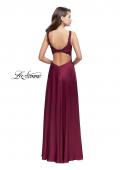 Picture of: Long Prom Dress with Beaded Lace Bodice and Open Back in Garnet, Style: 25645, Back Picture