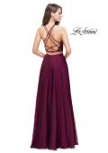 Picture of: Two Piece A-line Dress with Halter Neck and Beading in Garnet, Style: 25843, Back Picture