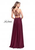 Picture of: A-Line Dress with Embroidered Lace Top and Pockets in Garnet, Style: 26243, Back Picture