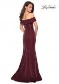 Picture of: Off The Shoulder Long Jersey Prom Dress in Garnet, Style: 27176, Back Picture