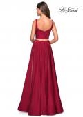 Picture of: Metallic Satin Two Piece Gown with Pockets in Garnet, Style: 27444, Back Picture