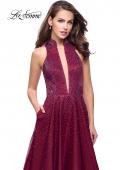 Picture of: Satin Ball Gown with Tonal Beading and Back Cutout in Garnet, Style: 25986, Detail Picture 1
