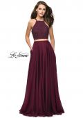 Picture of: Long Chiffon Two Piece Prom Dress with Metallic Beading in Garnet, Style: 26002, Detail Picture 1