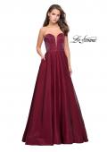 Picture of: Long Strapless Mikado Ball Gown with Beading in Garnet, Style: 26104, Detail Picture 1