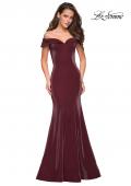Picture of: Off The Shoulder Long Jersey Prom Dress in Garnet, Style: 27176, Detail Picture 1