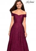 Picture of: Off the Shoulder Floor Length Dress with Rhinestones in Garnet, Style: 27556, Detail Picture 1