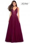 Picture of: A-Line Prom Dress with Rhinestones and Deep V Back in Garnet, Style: 27688, Detail Picture 1