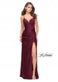 Picture of: Satin Slip Prom Dress with Strappy Back in Garnet, Style: 25270, Detail Picture 2