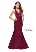 Picture of: Long Form Fitting Mermaid Prom Dress with Deep V in Garnet, Style: 25494, Detail Picture 2