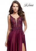 Picture of: Long Prom Dress with Beaded Lace Bodice and Open Back in Garnet, Style: 25645, Detail Picture 2