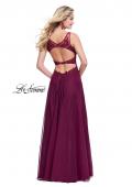 Picture of: Chiffon A-line Dress with Beaded Lace Bodice in Garnet, Style: 26082, Detail Picture 2